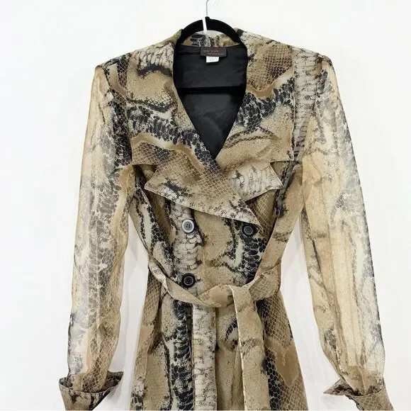 New York Extremes Black Taupe Snake Print Double Breasted Sheer Sleeve Blazer - Picture 2 of 16